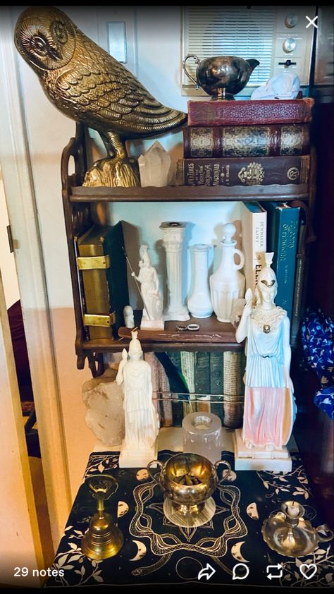 Athena Altar, Athena Greek Goddess, Athena Goddess Of Wisdom, Spiritual Altar, Witchcraft Altar, Wiccan Altar, Eclectic Witch, Pagan Altar, Greek Gods And Goddesses