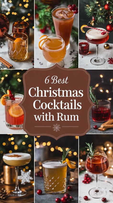 "Get ready to elevate your holiday celebrations with our 6 Best Christmas Cocktails with Rum! These yummy holiday drinks are perfect for your festive gatherings, featuring delightful recipes like the Rum Rum Rudolph Cocktail. Discover Santa drinks for adults that will impress your guests, from blended Christmas drinks to simple holiday drinks with alcohol. Cheers to the 12 Drinks of Christmas and a merry holiday season!" Christmas Cocktails With Rum, Rudolph Cocktail, Holiday Rum Drinks, Adult Holiday Drinks, Alcoholic Drinks Rum, Cocktails With Rum, Eggnog With Rum, Coconut Rum Punches, Best Christmas Cocktails