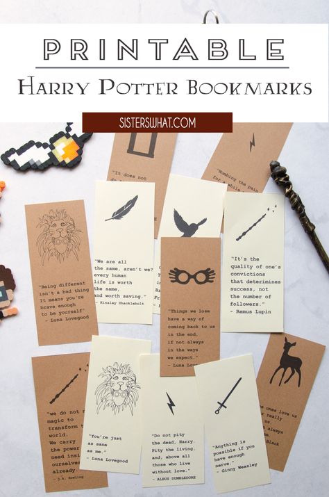 download this second set of Harry Potter bookmarks for free. #harrypotter #harrypottergraphics #harrypotterprintable Harry Potter Free Printable, Modern Harry Potter, Harry Potter Motto Party, Harry Potter Printable, Harry Potter Weihnachten, Harry Potter Library, Classe Harry Potter, Harry Potter Free, Harry Potter Bookmark