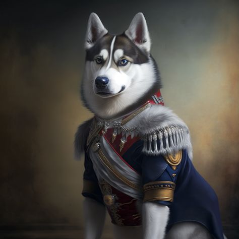 Husky General Husky Art, Classic Portrait, Dog Portraits Art, Siberian Husky Dog, Classic Portraits, Dog Dress, Dog Wall Art, Husky Dogs, Dog Dresses