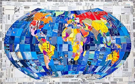 Map Quilts, Hotel Key Cards, Canvas Inspiration, Map Quilt, Cards Craft, Map Illustration, Credit Card Art, World Map Art, Magazine Crafts