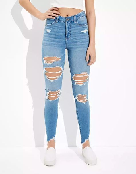 American Eagle Jeans Ripped, Ripped Jeggings, America Eagle, Womens Jeggings, Cute Jeans, Stretch Leggings, Best Jeans, Mens Outfitters, American Eagle Jeans