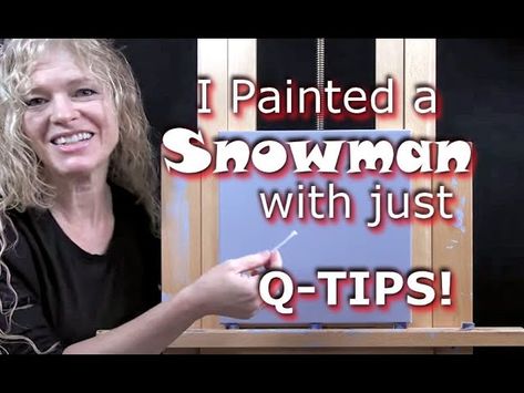 I Tried Q-TIP PAINTING a CUTE SNOWMAN! Fun & Easy Beginner Acrylic Painting Exercise Lesson | Patreon Snowman Paintings, Michelle The Painter, Xmas Paintings, Beginner Acrylic Painting, Q Tip Painting, Diy Paint Projects, Paintings For Beginners, Snowman Painting, Acrylic Painting Tutorials