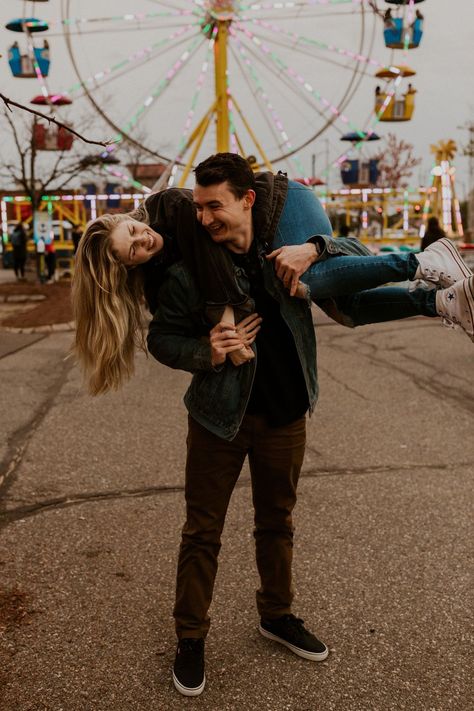 Saturday Night at the Carnival - White Mountain Wedding and Elopement Photographer Fun Unique Photoshoot Ideas, Carnival Photoshoot Couple, White Mountain Wedding, Carnival Photoshoot, Carnival Photo Shoots, Fair Photoshoot, Concord New Hampshire, Carnival Photography, Fair Pictures