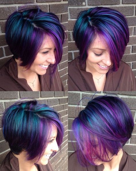 Bob Pendek, Short Purple Hair, Galaxy Hair, Perfect Hair Color, Meg Ryan, Hair Color Pastel, Hair Color Purple, Olivia Culpo, Funky Hairstyles