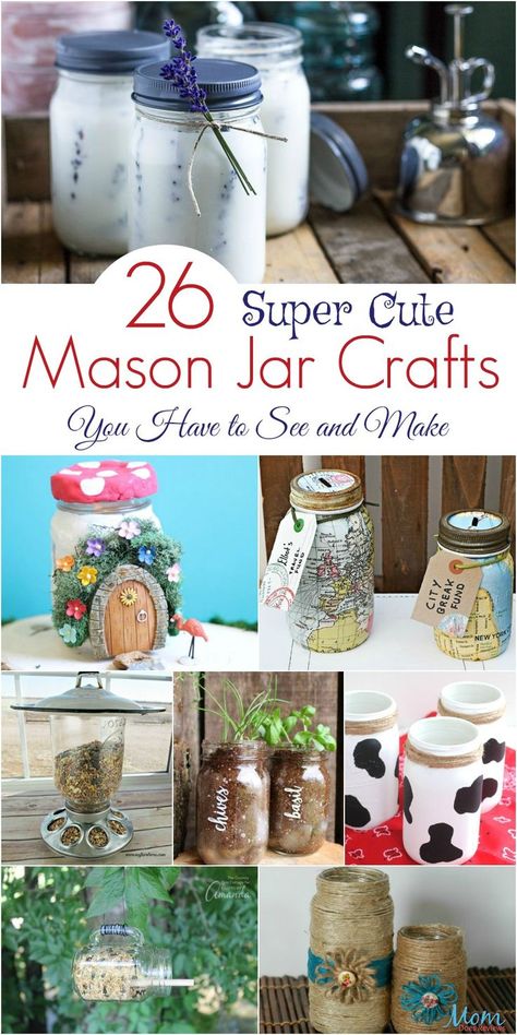 26 Super Cute Mason Jar Crafts You Have to See and Make Easy Mason Jar Crafts, Mason Jar Projects, Jar Art, Diy Jar Crafts, Mason Jar Crafts Diy, Mason Jar Gifts, Mason Jar Lighting, Jar Diy, Belem