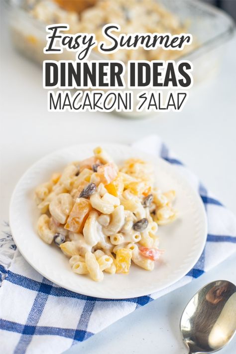 Here's an easy, creamy, delicious Filipino Macaroni Salad that is perfect for a summer dessert or dinner! It's full of the delicious flavors of the sweetened fruit mix, raisins, condensed milk, cheese, and mayonnaise combined in one delicious pasta dish! Filipino Macaroni Salad, Favorite Christmas Desserts, Easy Macaroni Salad, Elbow Pasta, Easy Summer Dinners, Filling Snacks, Baked Pasta Recipes, Vegan Mayonnaise, Delicious Pasta