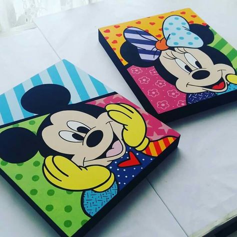 Cuadritos de Mickey y Minnie estilo Britto #mitely #britto #mickeyandminnie #disney #mickey #minnie Batman Pop Art, Disney Canvas Paintings, Disney Canvas Art, Kids Canvas Art, Disney Canvas, Disney Paintings, Mickey Mouse Art, Small Canvas Paintings, Cute Canvas Paintings