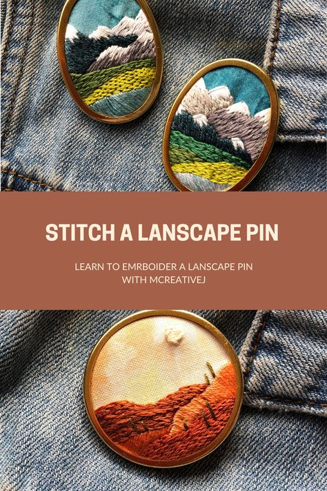 How To Make A Patch Embroidery, Embroidery Pins Diy, Wearable Embroidery, Embroidery Patches Designs, Diy Embroidery Patch, Desert Embroidery, Embroidery Patches Diy, Embroidery Uses, Embroidered Pins