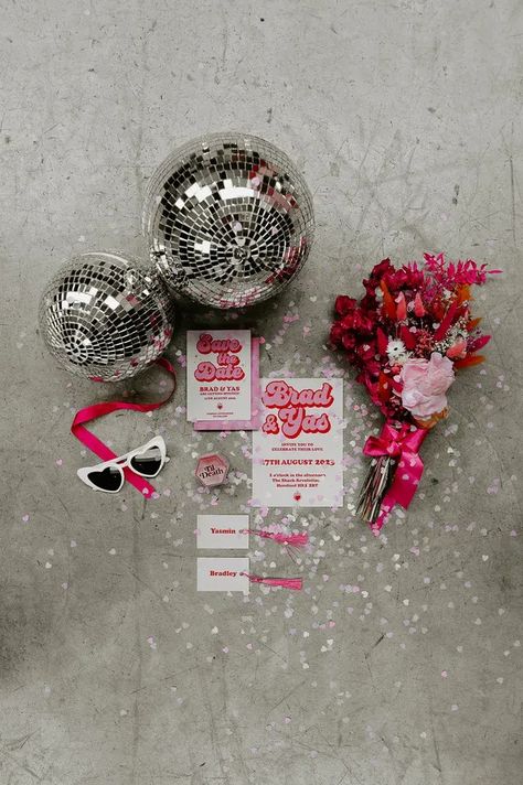 Pink Retro Disco Wedding At The Shack Revolution Inspired By Iconic Movies Disco Theme Wedding, Retro Disco Wedding, Retro Wedding Inspiration, Retro Wedding Theme, Boogie Wonderland, The Shack, Disco Wedding, Vegas Theme, Wedding Theme Inspiration