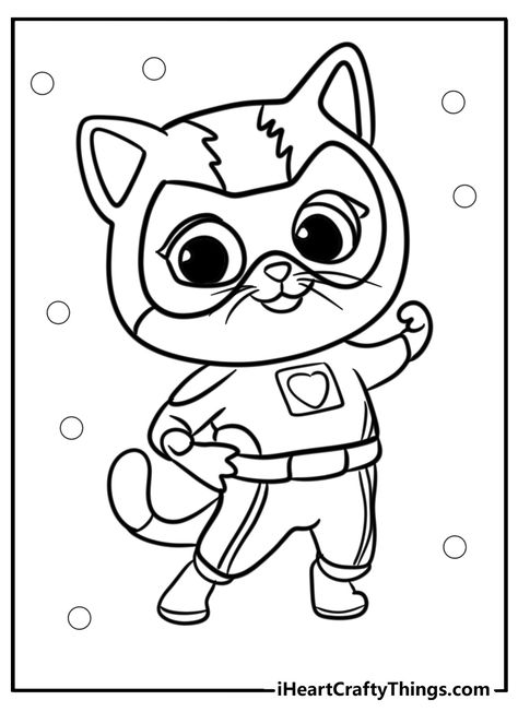 20 SuperKitties Coloring Pages Super Kitty Coloring Page, Super Kitties Coloring Page, Super Kitty Birthday Party Ideas, Super Hero Coloring Pages, Super Kitties Birthday, Super Kitties, Kitty Coloring Pages, Turquoise Color Scheme, Kittens Coloring