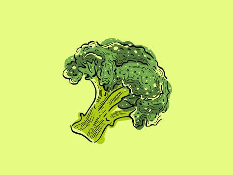 Broccoli Sketch, Broccoli Art, Broccoli Illustration, Broccoli Tattoo, Broccoli Drawing, Vegetable Illustration, Editorial Art, Marker Art, Food Packaging