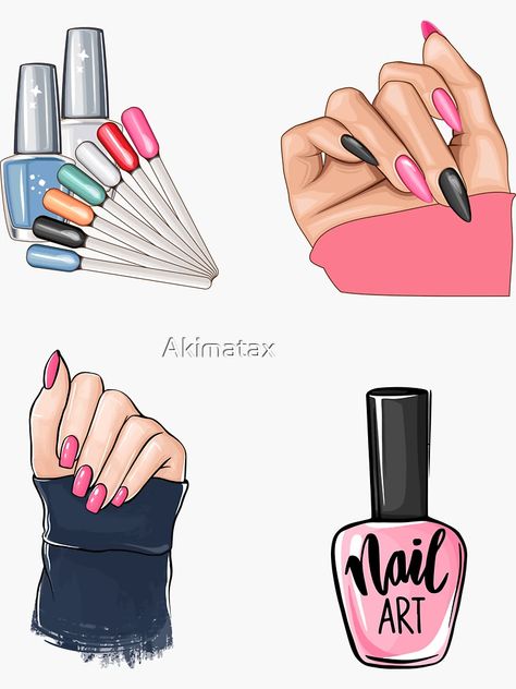 "Nails Day - Gentle manicure - Making Nails" Sticker for Sale by Akimatax ✯✯✯✯✯ | Redbubble Nail Stickers Printable, Gentle Manicure, Manicure Drawing, Making Nails, Sticker Nails, Doodles Stickers, Sublimation Ideas Projects Inspiration, Nail Drawing, Nail Techniques