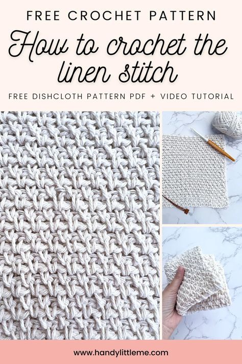 Knit Linen Stitch, Linen Stitch Crochet, Blanket Stitches, Dishcloth Knitting Patterns, Dishcloth Crochet Pattern, Linen Stitch, Crochet Dishcloth, Dishcloth Pattern, Crochet Blanket Pattern