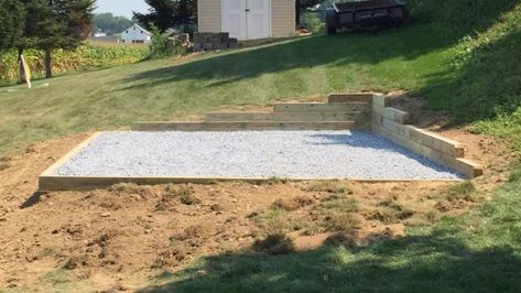 How to Level Ground for a Shed [A Complete 5 Step Guide for 2019] Leveling Yard, Concrete Shed, Concrete Base For Shed, Building A Shed Base, Concrete Sheds, Big Sheds, Building A Cabin, Shed Base, Portable Buildings