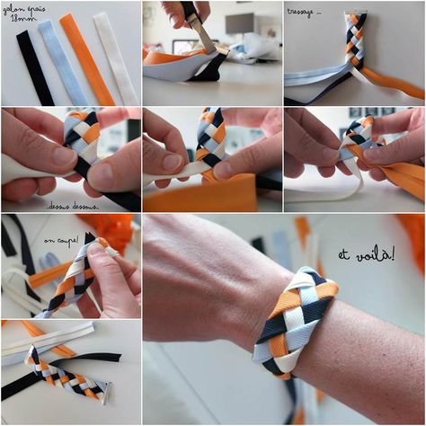 You might like this video : Have you ever made bracelet using ribbon ? This simple flat bracelet is very pretty and is an ideal project which will not take Ribbon Bracelet Diy, 4 Strand Braids, Pretty Flats, Make Bracelets, Diy Bracelets Tutorials, Ribbon Bracelets, Strand Braid, Jewerly Making, Diy Bracelets Easy