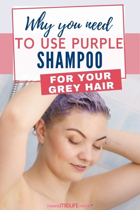 Have you transitioned to grey but not liking the look? Here are reasons why you need to use purple shampoo on your grey hair to get it looking gorgeous. Shampoo For Grey Hair, Grey Hair Diy, Grey Hair Tones, Purple Grey Hair, Grey Hair Care, Shampoo For Gray Hair, Grey Blonde Hair, Grey Hair Coverage, Grey Hair Dye