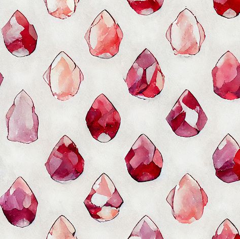 Ruby Watercolor, Ruby Painting, Watercolor Gem, Leo Birthstone, Natural Form Art, Pattern Bank, Bed Linen Design, Form Art, Natural Form