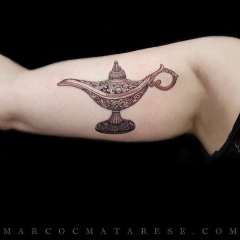 Genie Lamp Tattoo, Engraving Drawing, Lamp Tattoo, Timeless Tattoo, Peacock Feather Tattoo, Drawing Lines, Genie Lamp, Magic Tattoo, Badass Aesthetic