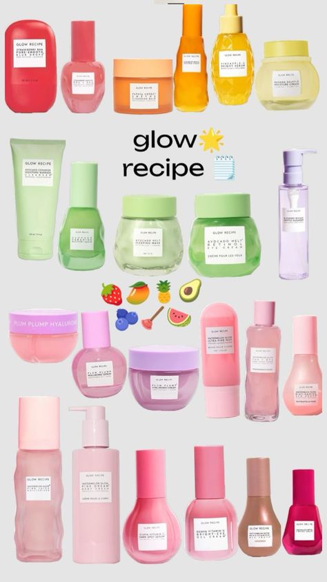 Skin Care Glow Recipe, Skincare Table, Glow Recipe Products, Skincare Glow Recipe, Pink Juice Moisturizer, Glow Recipe Skincare, Sephora Products, Pink Juice, Glow Recipe Watermelon