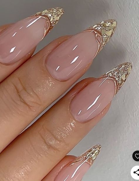 Classy Gold Nails, 1920s Nails, Gold Chrome Nails, Nails Rose, Golden Nails, Gold Nail Designs, Hello Nails, Formal Nails, Gold Nail