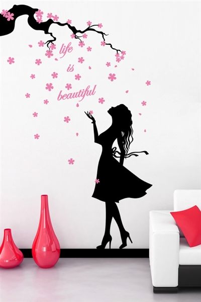 Kids Wall Decals, Baby Wall Decals, Nursery Wall Decals Lady Flowers Fairy, Girl, Woman, Stars, Bella-WALLTAT.com Art Without Boundaries Fairy Wall Painting, Room Wall Drawing, Simple Wall Paintings, Baby Wall Decals, Girls Wall Stickers, Wall Drawings, Creative Wall Painting, Diy Wall Decals, Wall Art Diy Paint