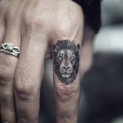 Lion Finger Tattoo, Unique Lion Tattoo, On Finger Tattoo, Patient Tattoo, Lion Tattoo On Finger, Steve Butcher Tattoo, Lion Hand Tattoo, Small Lion Tattoo, Animals Tattoos