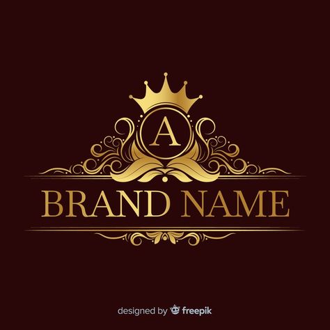 Discover thousands of free-copyright vectors on Freepik Business Logos Ideas Graphics, Royal Logo, Graphic Design Jobs, Logo Design Set, Free Logo Templates, Gold Ornament, Luxury Logo Design, Crown Logo, Elegant Frame