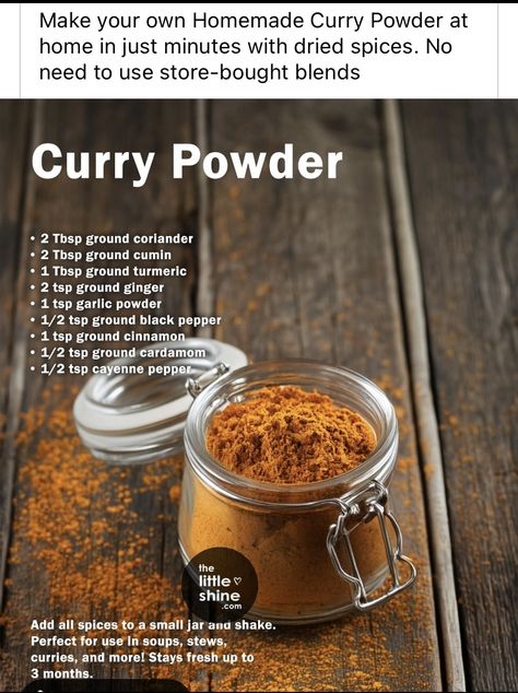 Home Made Curry, Chicken Seasoning Recipes, Homemade Curry Powder, Podi Recipe, Curry Seasoning, Masala Powder Recipe, Homemade Curry, Homemade Spice Mix, Spice Blends Recipes