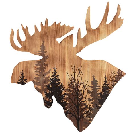 Wooden Moose, Moose Silhouette, Moose Lodge, Moose Decor, Moose Head, Tattoos Mandala, Black Forest Decor, Wooden Texture, Rustic Cabin Decor