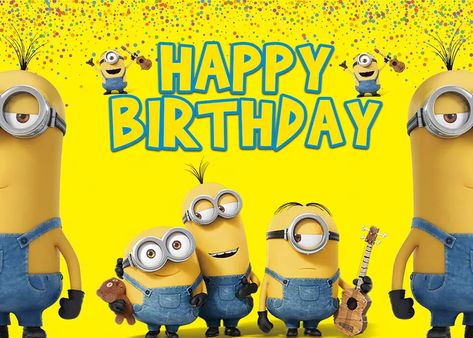 Download Minion Happy Birthday Background Wallpaper | Wallpapers.com Minion Happy Birthday, Minion Background, Minions Birthday Party Decorations, Birthday Background Wallpaper, Birthday Wallpapers, Happy Birthday Background, Minions Images, Minions Birthday, Minion Gif