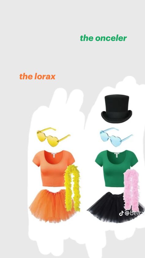 Lorax Costume Women, Lorax And Onceler Costume, Diy Lorax Costume, Lorax Halloween Costumes, Lorax Costume, Cute Group Halloween Costumes, Trendy Halloween Costumes, Group Costumes, Group Halloween Costumes