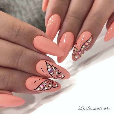 Butterfly Nail Art, Pretty Nail Art Designs, Nail Art Designs Videos, Simple Nail Art Designs, Pretty Nail Art, Pink Nail, Butterfly Nail, Nail Designs Glitter, Gel Nail Designs