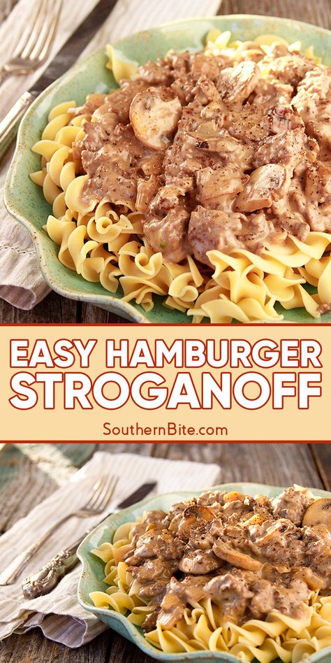 Easy Hamburger Stroganoff Recipe, Easy Hamburger Stroganoff, Hamburger Beef Stroganoff, Hamburger Stroganoff Recipe, Hamburger Stroganoff, Beef Stroganoff Easy, Family Supper, Beef Dinners, Easy Hamburger