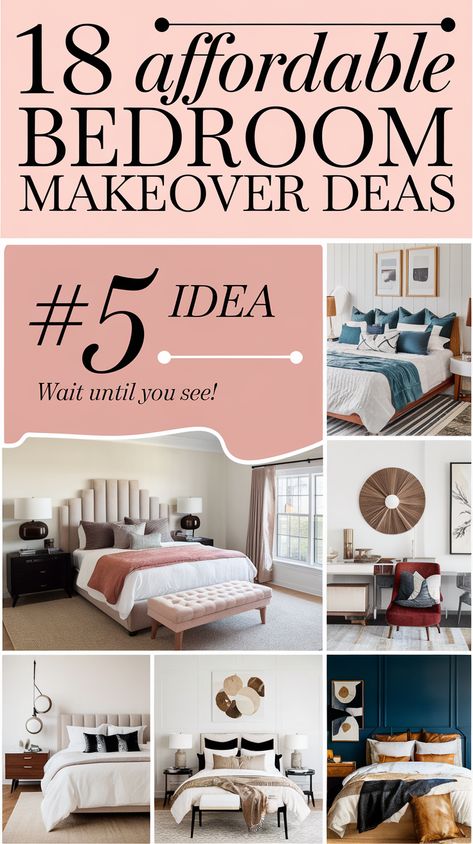 18 Affordable Bedroom Makeover Ideas That Look Like a Million Bucks (Wait Until You See #5!) Master Bedrooms Decor Cheap, Before And After Bedroom Makeover Ideas, Affordable Bedroom Ideas Budget, Master Bedrooms On A Budget, Upgrade Bedroom On A Budget, Bedroom Revamp On A Budget, Update Bedroom On A Budget, Diy Ideas For Bedroom Decor, How To Decorate A Bedroom On A Budget