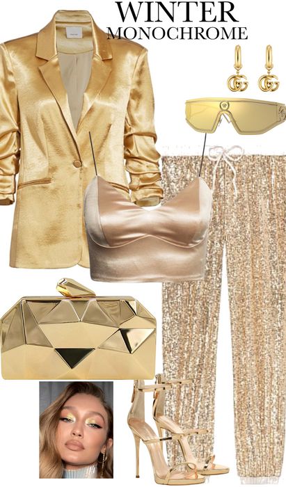 Goldmonochrome Outfit | ShopLook Golden Outfit Aesthetic, Glitz Outfit, Gold Outfits For Women, Gold Party Outfit, Glam And Glitz, Golden Outfit, Gold Outfits, Theatre Outfit, Festival Dresses