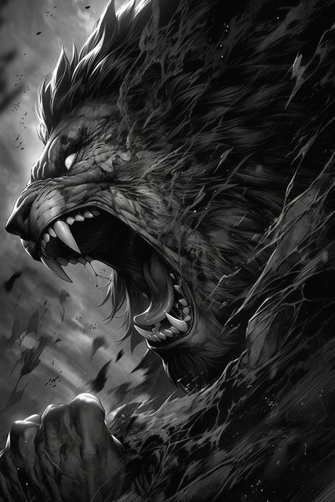 Evil Lion Tattoo, Dark Lion Tattoo, Lion Aesthetic Dark, Black Lion Fantasy Art, Scary Lion Wallpaper, Lion Roaring, Lion Sketch, Lion Artwork, Il Re Leone