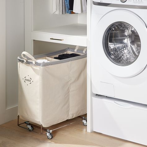 Steele Canvas Double Sorter Laundry Cart Rolling Laundry Cart, Steele Canvas, Cabinet Liner, Laundry Cart, Laundry Hampers, Chicago Apartment, Laundry Sorter, Laundry Routine, Clothes Hamper