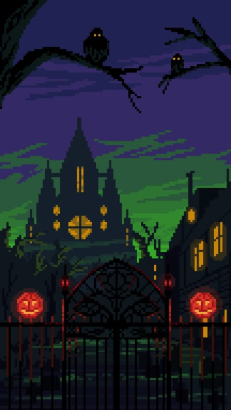 #pixelart Halloween Oc, Pixel Art Landscape, Gacha Backgrounds, Piskel Art, Pixel Art Background, Arte Peculiar, Arte 8 Bits, 8bit Art, Cool Pixel Art