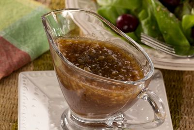 Warm Honey Walnut Dressing | MrFood.com Pecan Salad Dressing, Easy Salad Dressings, Walnut Dressing, Suddenly Salad, Homemade Dressings, Gluten Free Substitutes, Buttermilk Dressing, Honey Walnut, Easy Salad Dressing