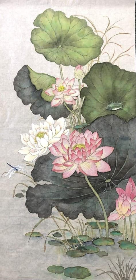 Japanese Lotus Drawing, Lotus Flower Artwork, Chinese Lotus Drawing, Japanese Lotus Painting, Asian Flower Painting, Lotus Phone Wallpaper, Ancient Chinese Art Painting, Lotus Chinese Painting, Lotus Wallpaper Backgrounds