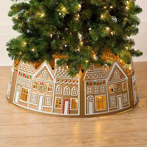 Gingerbread Tree Collar, Gingerbread Tree Skirt, Kirklands Christmas Decor, Whimsical Gingerbread House, Red White And Green Christmas Decor, Gingerbread Christmas Decorations Tree, Ginger Bread Christmas Decorations, Gingerbread Scene, Gingerbread House Christmas Tree