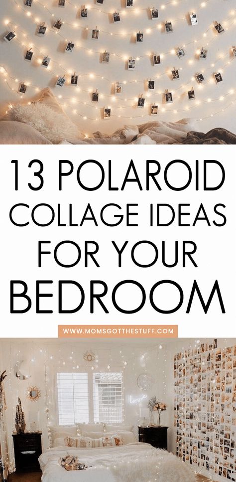 Polaroid Collage Ideas, Instax Wall, Polaroid Room, Polaroid Pictures Display, Polaroid Wall Decor, Instax Mini Ideas, Bedroom Collage, Diy Polaroid, Polaroid Display