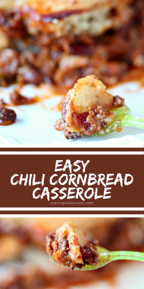 This recipe for Easy Chili Cornbread Casserole is absolutely amazing and super quick to make. This is a semi-homemade recipe! Chili Cornbread Casserole Jiffy, Chili Cornbread Casserole, Jiffy Recipes, Chili Cornbread, Recipe Casserole, Favorite Chili Recipe, Pantry Recipes, Chili And Cornbread, Cornbread Casserole