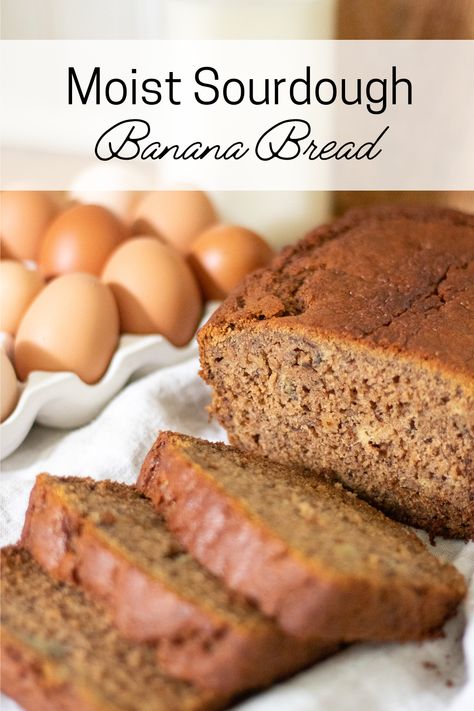 moist sourdough banana bread sitting on tea towel sliced into loaves Einkorn Sourdough Starter, Sourdough Discard Banana Bread, Discard Banana Bread, Sourdough Einkorn, Sourdough Discard Banana, Sourdough Banana Bread Recipe, Sourdough Banana Bread, Einkorn Sourdough, Sourdough Banana