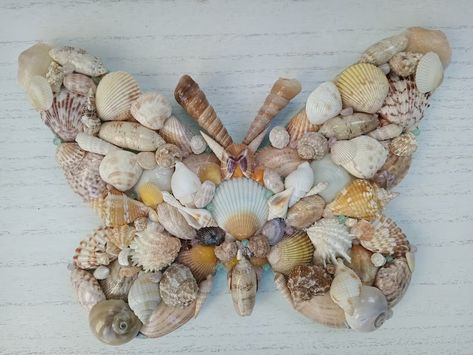 Florida Seashell Butterfly Hanging Wooden Christmas - Etsy Seashell Butterfly, Butterfly Hanging, Seashell Art Diy, Seashell Christmas Ornaments, Shell Crafts Diy, Beach Wall Decor, Marco Island, Seashell Art, Beach Crafts