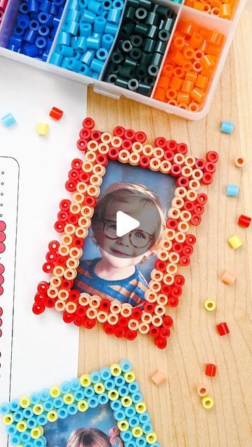 One Little Project #easycrafts on Instagram: "Have fun making a Perler bead picture frame, using our simple step by step instructions and patterns! Have you ever seen a photo frame made out of melty beads? It’s such a cute craft! 📸😀

For the full instructions visit onelittleproject.com and search “Perler Bead Picture Frame”

❤️ Follow @one_little_project for more easy and fun craft ideas

#onelittleproject #ontheblog #perlerbeads #perlerbead #fusebeads #fusebead #fathersday #fathersdaygift #diygifts #diygiftidea #craftidea #kidscraft #perler #diycrafts #handmadecrafts #craftsforkids #handcrafts #diyforkids #keepkidsbusy #activitiesathome #makecreateplay #kidsdiycrafts #artsandcraftsforkids #easycraftsforkids #funcrafts #beadcrafts #diypictureframe" Perler Beads Frames Ideas, One Little Project, Fun Craft Ideas, Cute Craft, Bead Frame, Diy Picture Frames, Melty Beads, Beads Pictures, Kids' Crafts