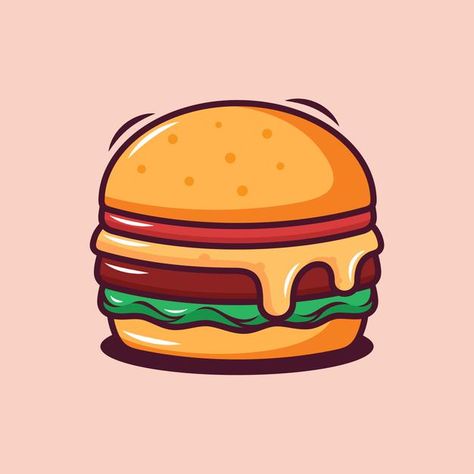 Hamburger Drawing, Food Drawing Easy, Burger Drawing, Burger Vector, Burger Cartoon, Idle Game, Food Cartoon, Cute Food Drawings, Cartoon Sketches