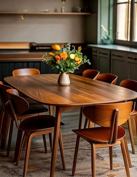 8 Stunning Mid-Century Modern Dining Table Ideas - The Newlywed Modern Dining Table Ideas, Dining Set Design, Modern Table Design, Dining Table Ideas, Midcentury Modern Dining Table, Mid Century Modern Minimalist, Feminine Bedroom, Mid Century Modern Table, Expandable Dining Table