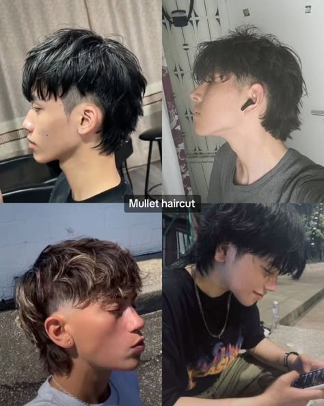 Masculine Updo, Mullet With Highlights, Short Wolfcut Men, Asian Mullet Haircut Men, Long Mullet Men, Jay Jo Haircut, Asian Men Hairstyle Messy, Short Mullet Curly Hair, Very Short Mullet